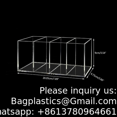 Acryl penhouder 4 compartimenten,Clear penhouder organisator make-up borstelhouder voor kantoor bureauaccessoires,cosmetische