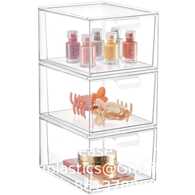 Stapelbare make-up organisator laden, 4,4 'hoog acryl badkamer opslag laden, cosmetica opslagdoos voor ijdelheid