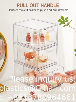 Stapelbare make-up organisator laden, 4,4 'hoog acryl badkamer opslag laden, cosmetica opslagdoos voor ijdelheid
