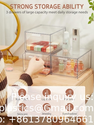 Stapelbare make-up organisator laden, 4,4 'hoog acryl badkamer opslag laden, cosmetica opslagdoos voor ijdelheid