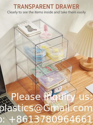 Stapelbare make-up organisator laden, 4,4 'hoog acryl badkamer opslag laden, cosmetica opslagdoos voor ijdelheid