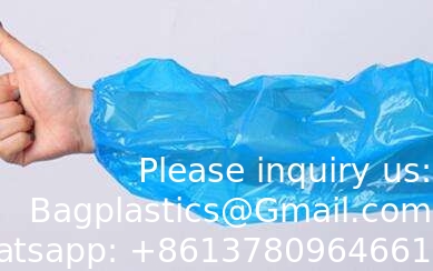 Groothandel Polyethyleen wegwerparmmouw cover 18 &quot; Plastic blauwe wegwerparmmouwen voor koken en tatoeëren