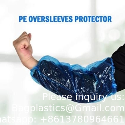 Groothandel Polyethyleen wegwerparmmouw cover 18 &quot; Plastic blauwe wegwerparmmouwen voor koken en tatoeëren
