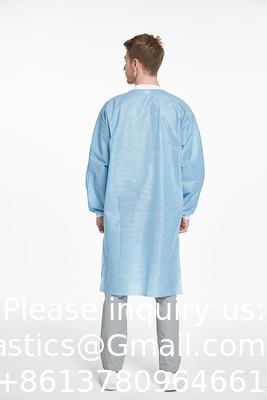 Lab jas SMS werk dragen Pocket Uniform Scrub Knie Lengte Niet-geweven Wegwerp met gebreide halsband En manchetten