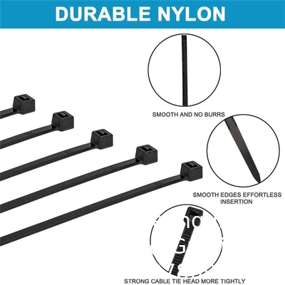 Zip Ties Heavy Duty 8 Inch, Premium Plastic Draad Ties Met Treksterkte, Zelfvergrendelend Zwart Nylon Tie Wrap