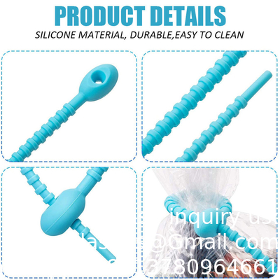 Persoonlijke lengte herbruikbare lange siliconen rubber food bag Twist Zip Tie Organizer Strap Silicon Cable Wire Tie