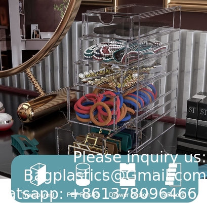 Doorzichtige containers voor het organiseren van haar accessoires, plastic haar accessoires organisator doos met 5 laden, haar accessoires