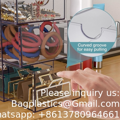Doorzichtige containers voor het organiseren van haar accessoires, plastic haar accessoires organisator doos met 5 laden, haar accessoires
