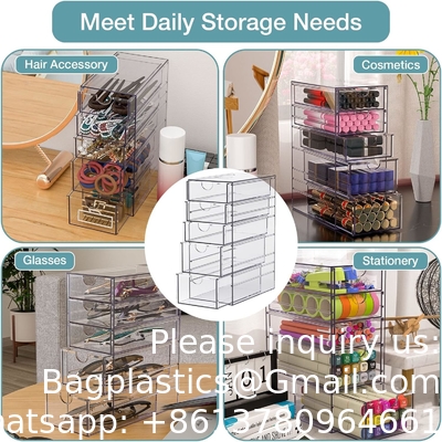 Doorzichtige containers voor het organiseren van haar accessoires, plastic haar accessoires organisator doos met 5 laden, haar accessoires