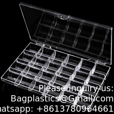 Plastic Nail Art Decorations Container, Transparent Plastic Organizer Box, Clear Storage Container Sieradendoos
