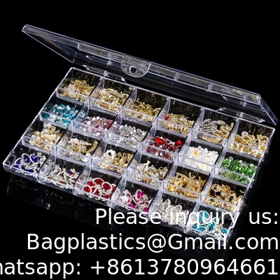 Plastic Nail Art Decorations Container, Transparent Plastic Organizer Box, Clear Storage Container Sieradendoos