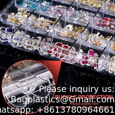 Plastic Nail Art Decorations Container, Transparent Plastic Organizer Box, Clear Storage Container Sieradendoos