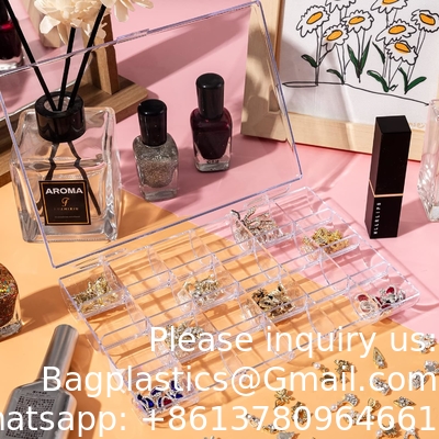 Plastic Nail Art Decorations Container, Transparent Plastic Organizer Box, Clear Storage Container Sieradendoos
