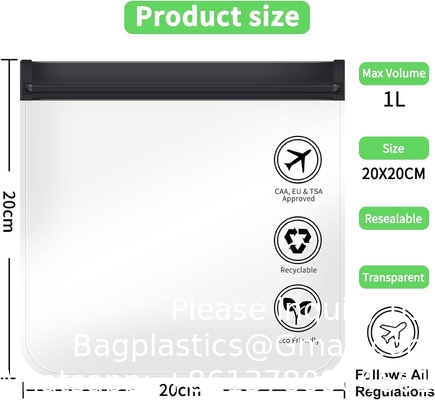 Quart Size Zipper Bags- Drievoudig afgesloten naadlekkeloos helder cosmetisch zakje voor vloeistoffen en make-up- Draagbare reisgrootte