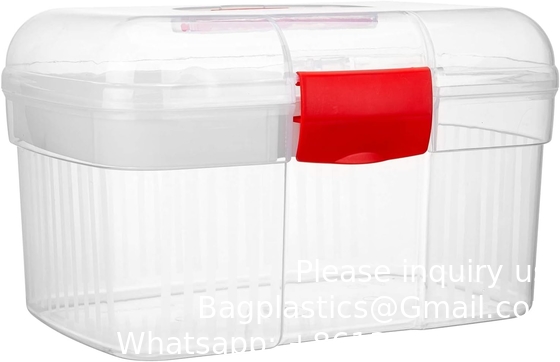 Duidelijke eerste hulppakket container, reis medicijnen opslagdoos met dienblad eerste hulppakket container, Duidelijke organisator doos