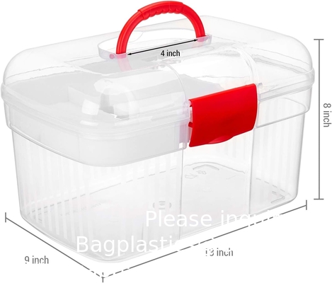 Duidelijke eerste hulppakket container, reis medicijnen opslagdoos met dienblad eerste hulppakket container, Duidelijke organisator doos