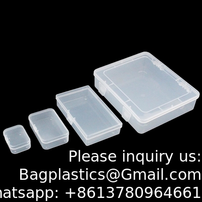 Rectangulaire lege mini heldere plastic organisator opslagdoos Containers met gehengde deksels voor kleine voorwerpen Craft box