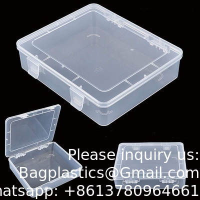 Rectangulaire lege mini heldere plastic organisator opslagdoos Containers met gehengde deksels voor kleine voorwerpen Craft box