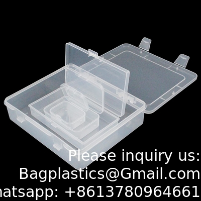Rectangulaire lege mini heldere plastic organisator opslagdoos Containers met gehengde deksels voor kleine voorwerpen Craft box