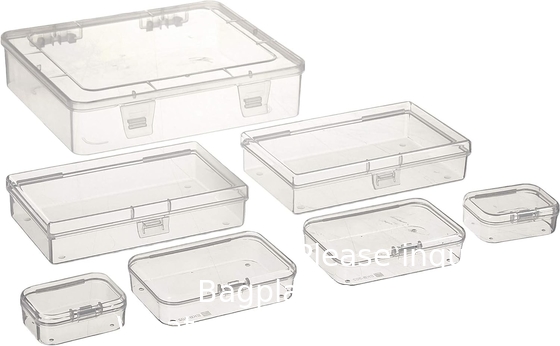 Rectangulaire lege mini heldere plastic organisator opslagdoos Containers met gehengde deksels voor kleine voorwerpen Craft box
