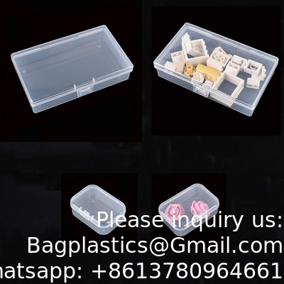 Rectangulaire lege mini heldere plastic organisator opslagdoos Containers met gehengde deksels voor kleine voorwerpen Craft box