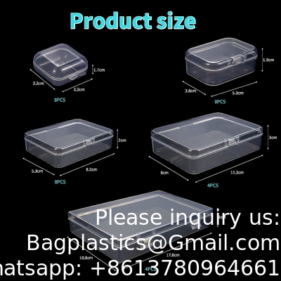 Rectangulaire lege mini heldere plastic organisator opslagdoos Containers met gehengde deksels voor kleine voorwerpen Craft box