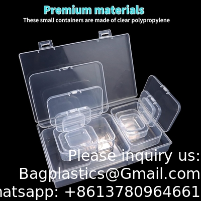 Rectangulaire lege mini heldere plastic organisator opslagdoos Containers met gehengde deksels voor kleine voorwerpen Craft box