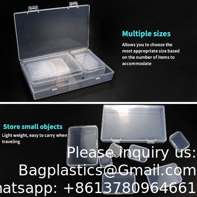 Rectangulaire lege mini heldere plastic organisator opslagdoos Containers met gehengde deksels voor kleine voorwerpen Craft box