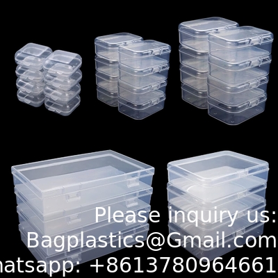 Rectangulaire lege mini heldere plastic organisator opslagdoos Containers met gehengde deksels voor kleine voorwerpen Craft box