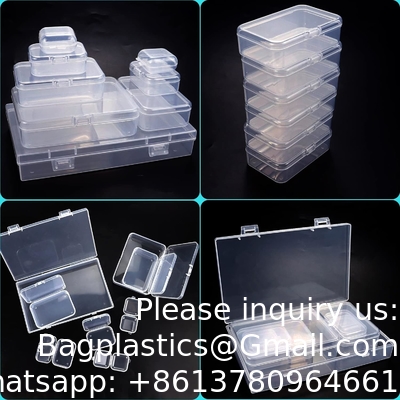 Rectangulaire lege mini heldere plastic organisator opslagdoos Containers met gehengde deksels voor kleine voorwerpen Craft box