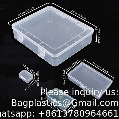Rectangulaire lege mini heldere plastic organisator opslagdoos Containers met gehengde deksels voor kleine voorwerpen Craft box