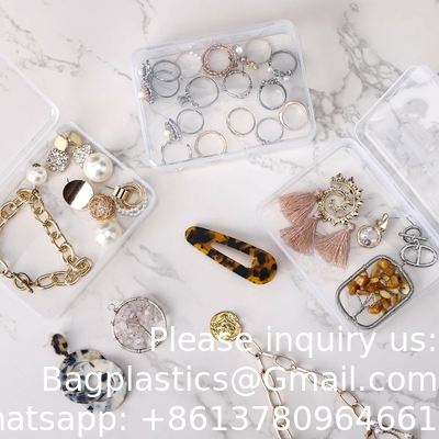 Organisator opslagdoos, rechthoekige lege mini heldere plastic organisator opslagdoos Containers met deksels Kleine artikelen