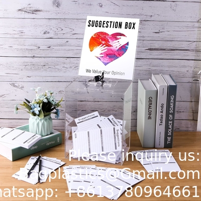 Acryl donatie doos, 9,8 &quot;x 9,8&quot; x 9,8 &quot;grote stembus, suggestie doos met slot - grote commentaar doos - helder geld