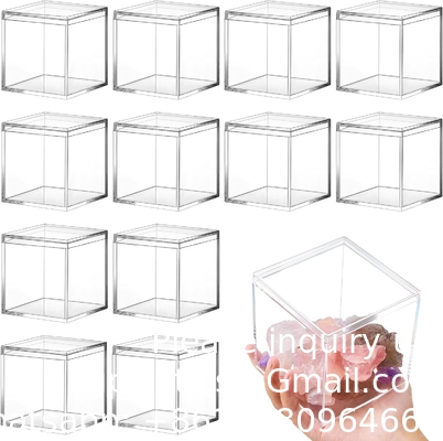 Acryl plastic vierkante kubus kleine doos met deksel decoratieve opslagdozen sieraden display mini container voor thuis snoep