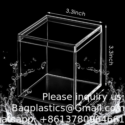 Acryl plastic vierkante kubus kleine doos met deksel decoratieve opslagdozen sieraden display mini container voor thuis snoep