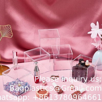 Acryl plastic vierkante kubus kleine doos met deksel decoratieve opslagdozen sieraden display mini container voor thuis snoep