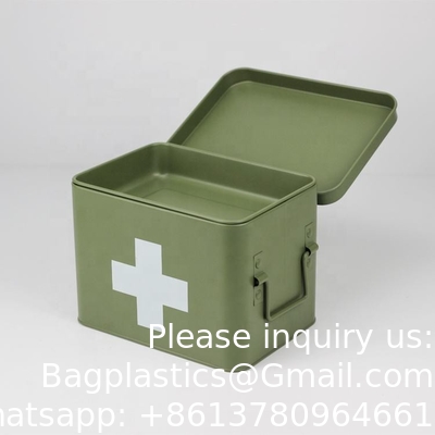 Metalen EHBO-opslagdoos EHBO-kit Medische opslagdoos Medische tin, Metalen medische opslagdoos