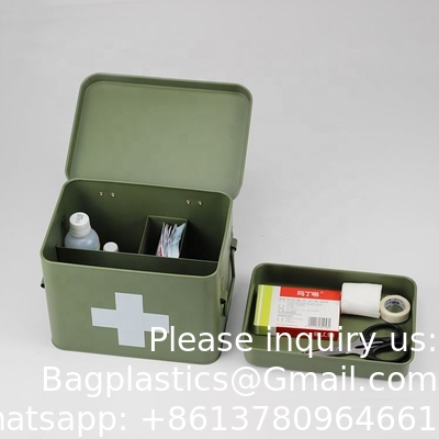 Metalen EHBO-opslagdoos EHBO-kit Medische opslagdoos Medische tin, Metalen medische opslagdoos