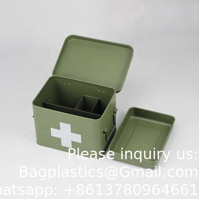 Metalen EHBO-opslagdoos EHBO-kit Medische opslagdoos Medische tin, Metalen medische opslagdoos