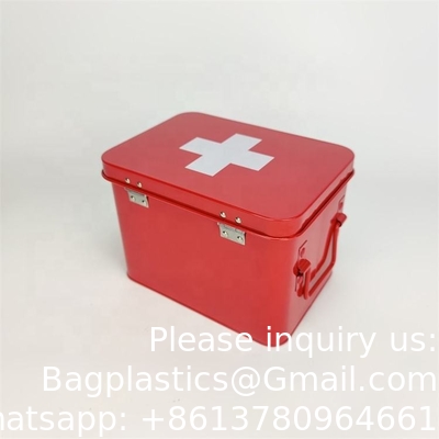 Metalen EHBO-opslagdoos EHBO-kit Medische opslagdoos Medische tin, Metalen medische opslagdoos