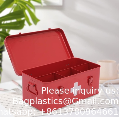 Eerste Hulp Kits Voorzieningen Kooi, Metalen Geneesmiddelenopslag Blik, Eerste Hulp lege doos met veiligheids slot Huis Noodgereedschapset