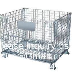 Heavy Foldable Mesh Palet Steel Storage Cages Folding Lockable Storage Cages Draadmaas Container voor opslag systeem