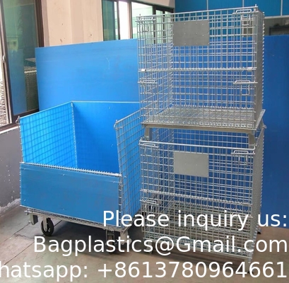 Heavy Foldable Mesh Palet Steel Storage Cages Folding Lockable Storage Cages Draadmaas Container voor opslag systeem