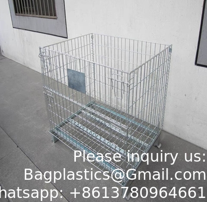 Heavy Foldable Mesh Palet Steel Storage Cages Folding Lockable Storage Cages Draadmaas Container voor opslag systeem