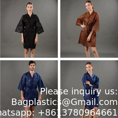Eenmalige niet-geweven kimono Japan Mannen Vrouwen Kleding PP Materiaal Wit Zwart Kleding Haar Kleding Uniform Voor Massage Nylon