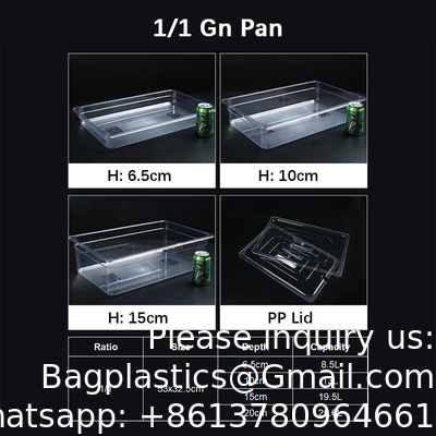 Persoonlijke grootte Commerciële horeca-apparatuur Hotel restaurant benodigdheden Scheren schotel PC Plastic Gastronorm container