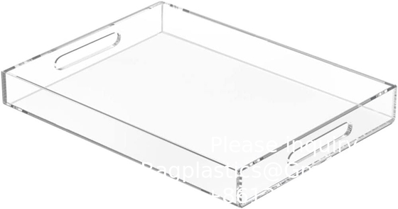 Acrylische decoratieve bak organisator voor Ottomaanse koffietafel met handvaten