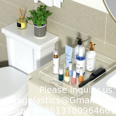 Acrylische decoratieve bak organisator voor Ottomaanse koffietafel met handvaten