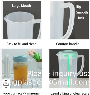 Restaurantbenodigdheden, keukenbenodigdheden, hotelbenodigdheden, waterkarafe met deksel 1.8L waterpot Plastic pitcher
