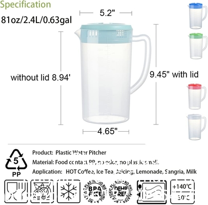Restaurantbenodigdheden, keukenbenodigdheden, hotelbenodigdheden, waterkarafe met deksel 1.8L waterpot Plastic pitcher